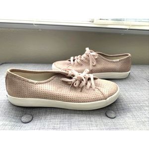 Kate Spade Pink Perforated Suede Rose Gold Keds Sneakers Size 9 Preowned
